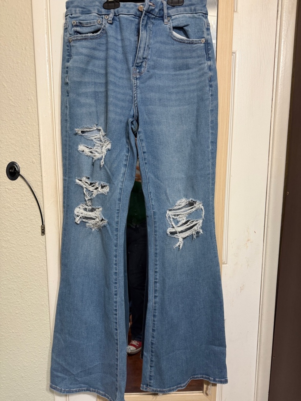 American Eagle Outfitters Light Blue Distressed Flare Jeans